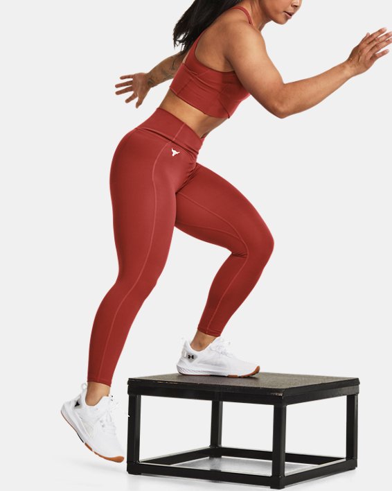 Women's Project Rock Crossover Lets Go Ankle Leggings in Red image number 4